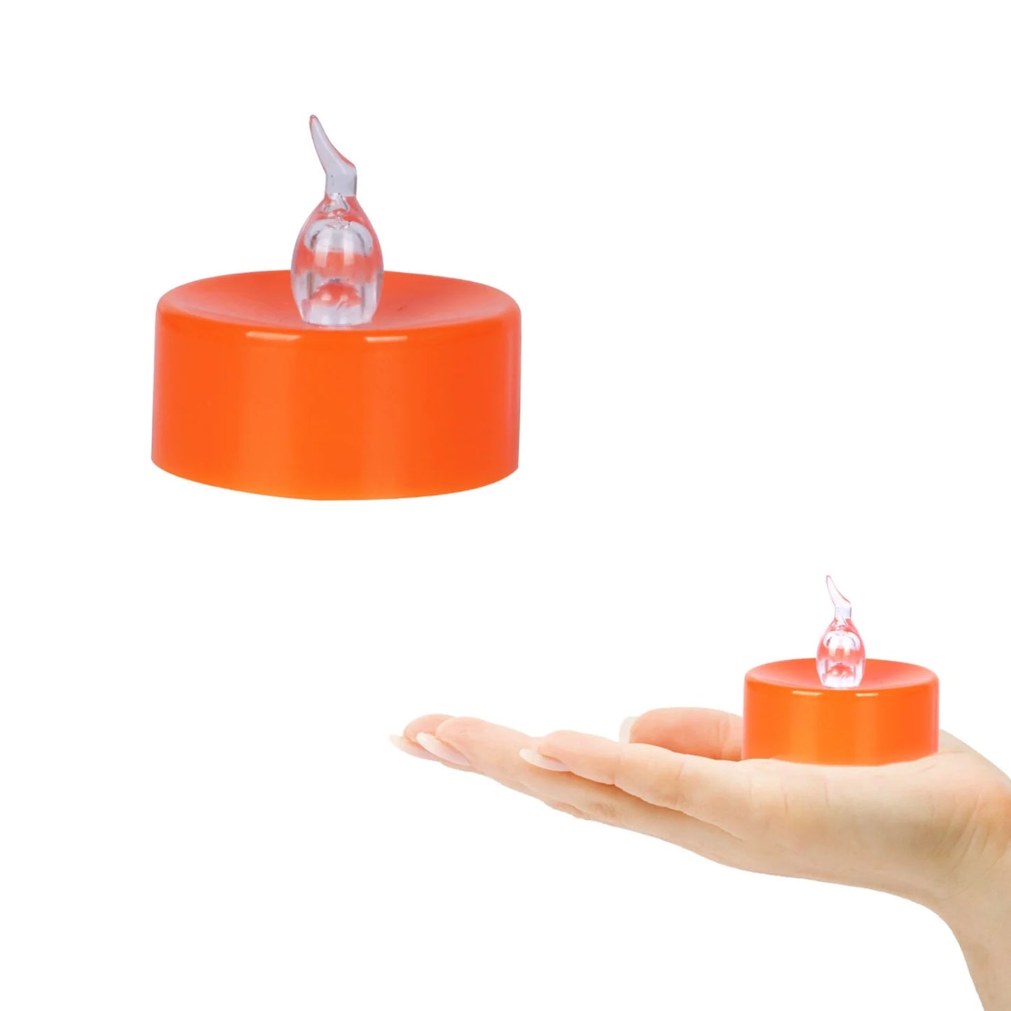 Halloween 12Pack Orange Tea Light Candles Battery Powered LED Tea Lights with Warm White Pumpkins for Halloween