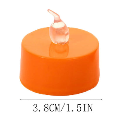 Halloween 12Pack Orange Tea Light Candles Battery Powered LED Tea Lights with Warm White Pumpkins for Halloween