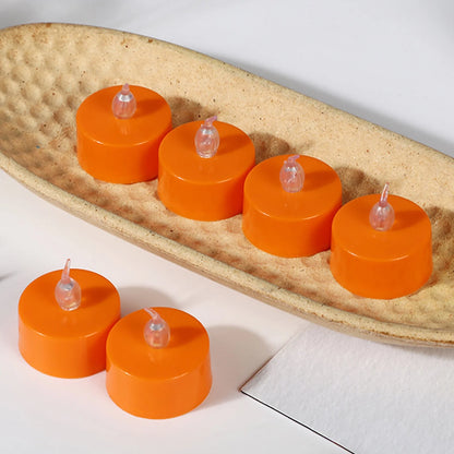 Halloween 12Pack Orange Tea Light Candles Battery Powered LED Tea Lights with Warm White Pumpkins for Halloween