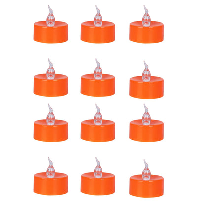 Halloween 12Pack Orange Tea Light Candles Battery Powered LED Tea Lights with Warm White Pumpkins for Halloween