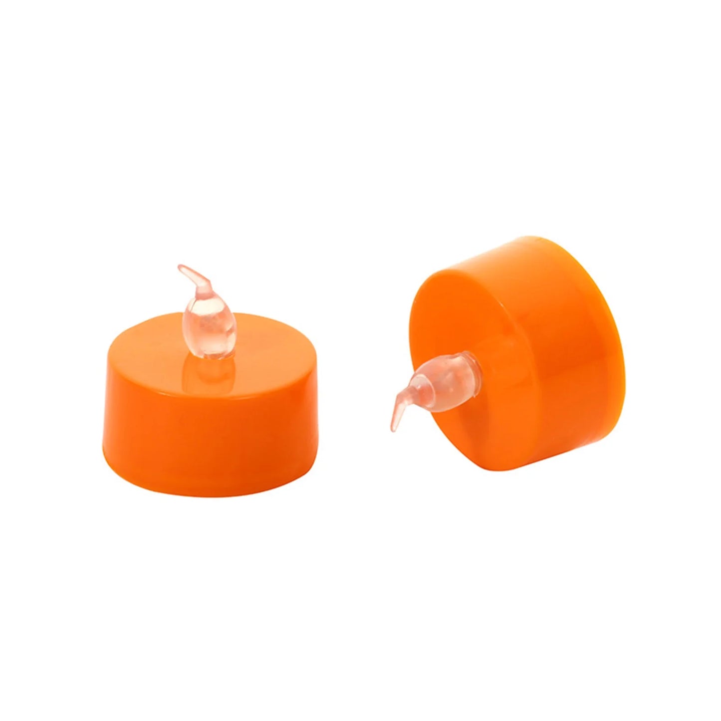 Halloween 12Pack Orange Tea Light Candles Battery Powered LED Tea Lights with Warm White Pumpkins for Halloween